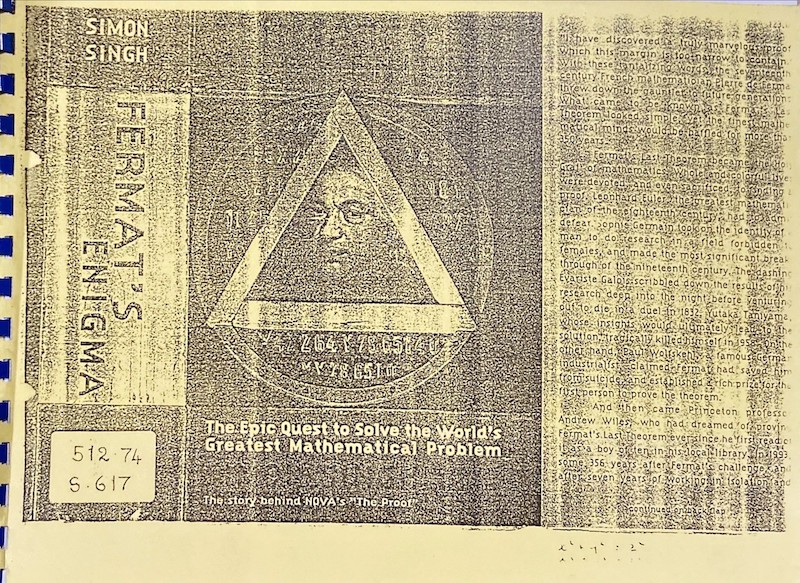 Fermat's Enigma : The Epic Quest to Solve the World's Greatest Mathematical Problem (copy)